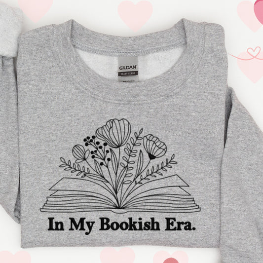 "In My Bookish Era" The Perfect Embroidered Sweatshirt for Book Lovers.