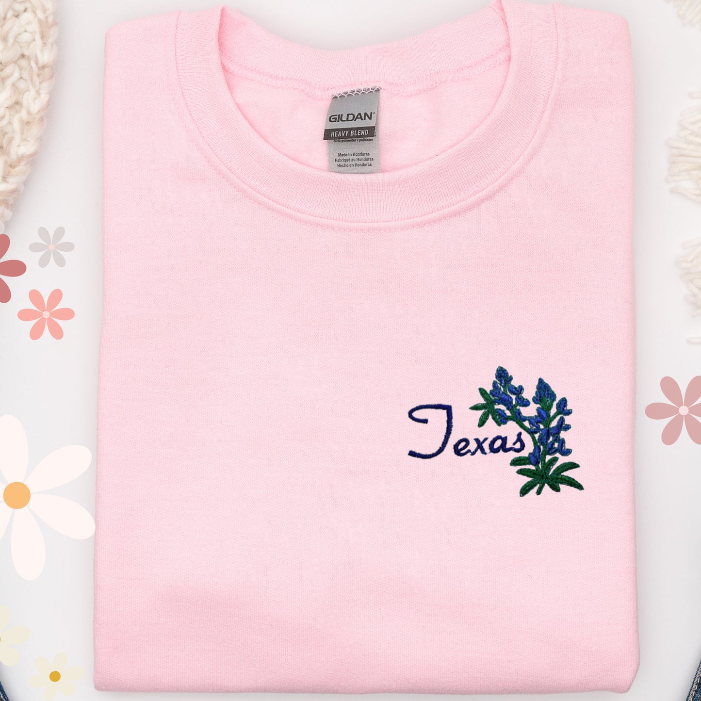 Elevate Your Style with "Texas" Beautiful Right-Side Embroidered Sweatshirt.