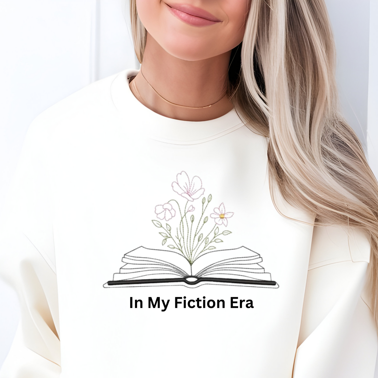 In My Fiction Era Embroidered Sweatshirt. A Must-Have for Bookworms & Dreamers.