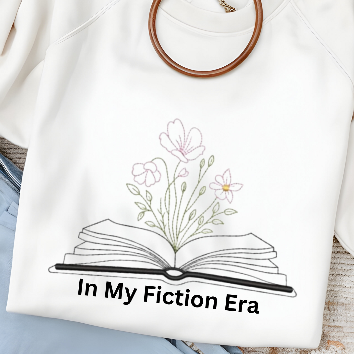 In My Fiction Era Embroidered Sweatshirt. A Must-Have for Bookworms & Dreamers.