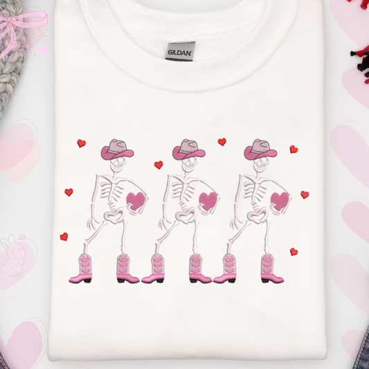 Skeleton Valentine Designs for Lovebirds, Deadly Cute Valentine Embroidered Sweatshirt Collection You’ll Love