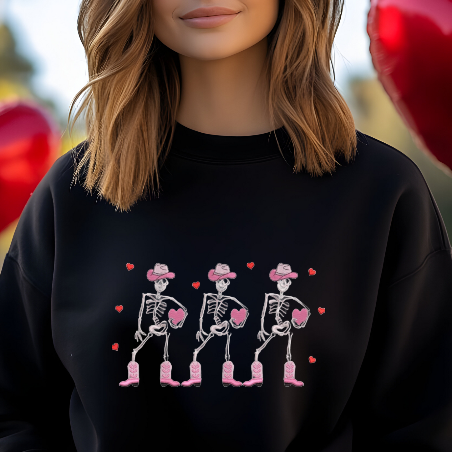 Skeleton Valentine Designs for Lovebirds, Deadly Cute Valentine Embroidered Sweatshirt Collection You’ll Love