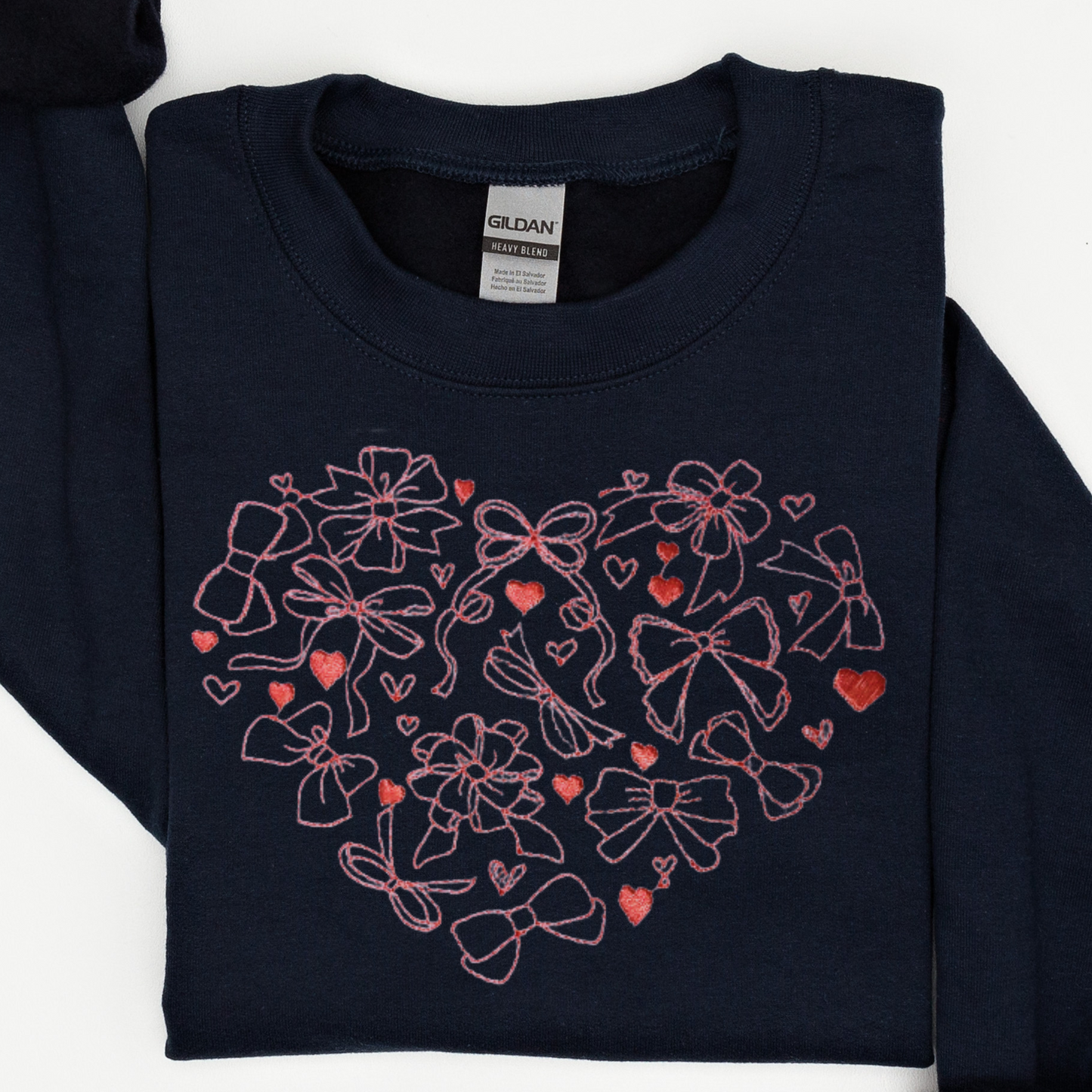 Elegant Comfort "Heart Bows" Embroidered Sweatshirt For Every Occasion.