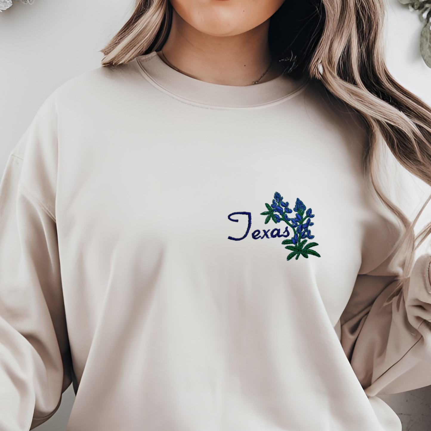 Elevate Your Style with "Texas" Beautiful Right-Side Embroidered Sweatshirt.