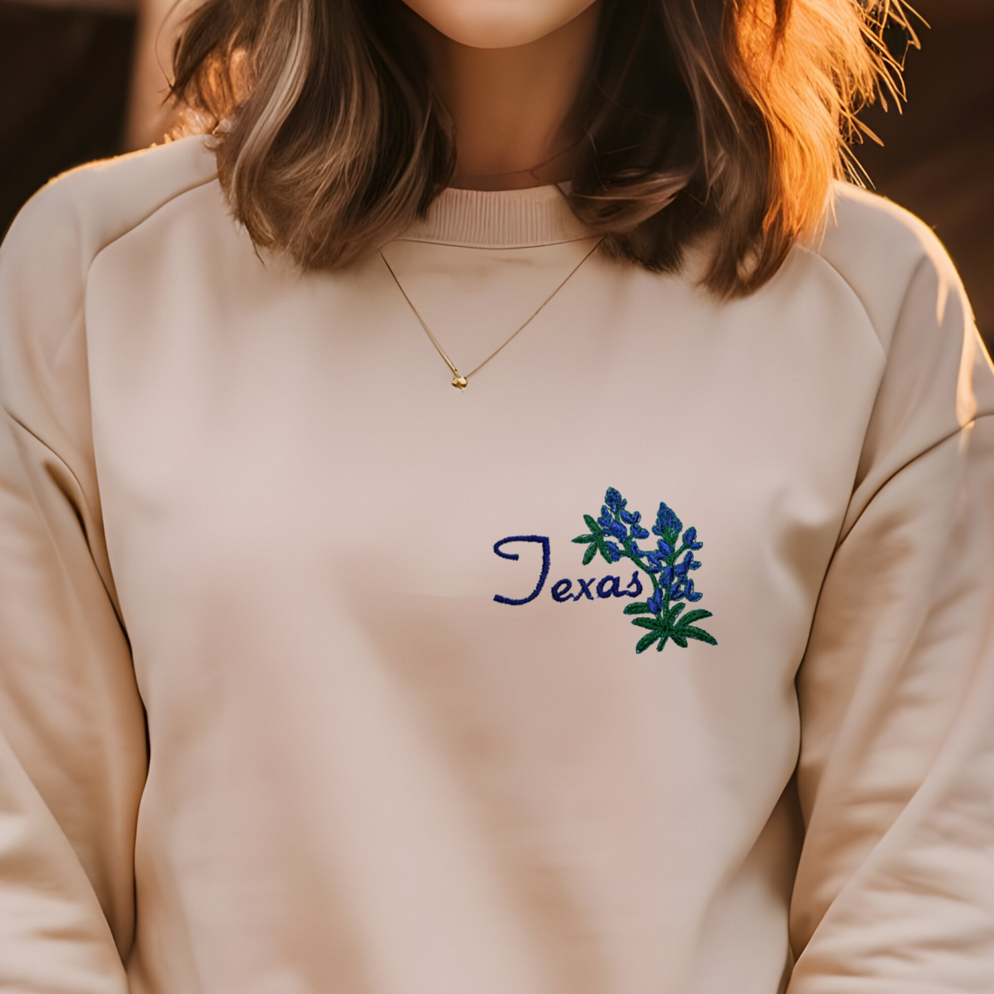 Elevate Your Style with "Texas" Beautiful Right-Side Embroidered Sweatshirt.