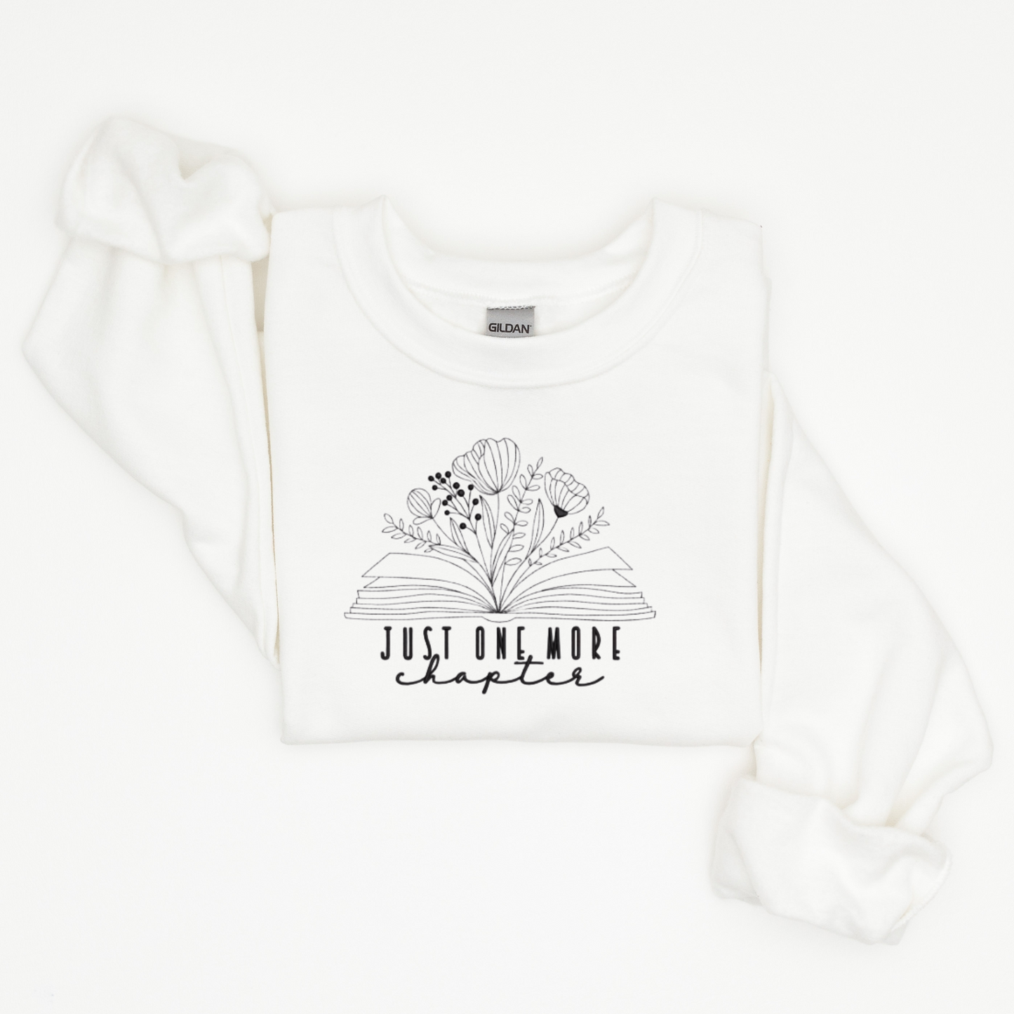 Just One More Chapter For the Book Lovers Cozy Embroidered Crewneck Sweatshirt