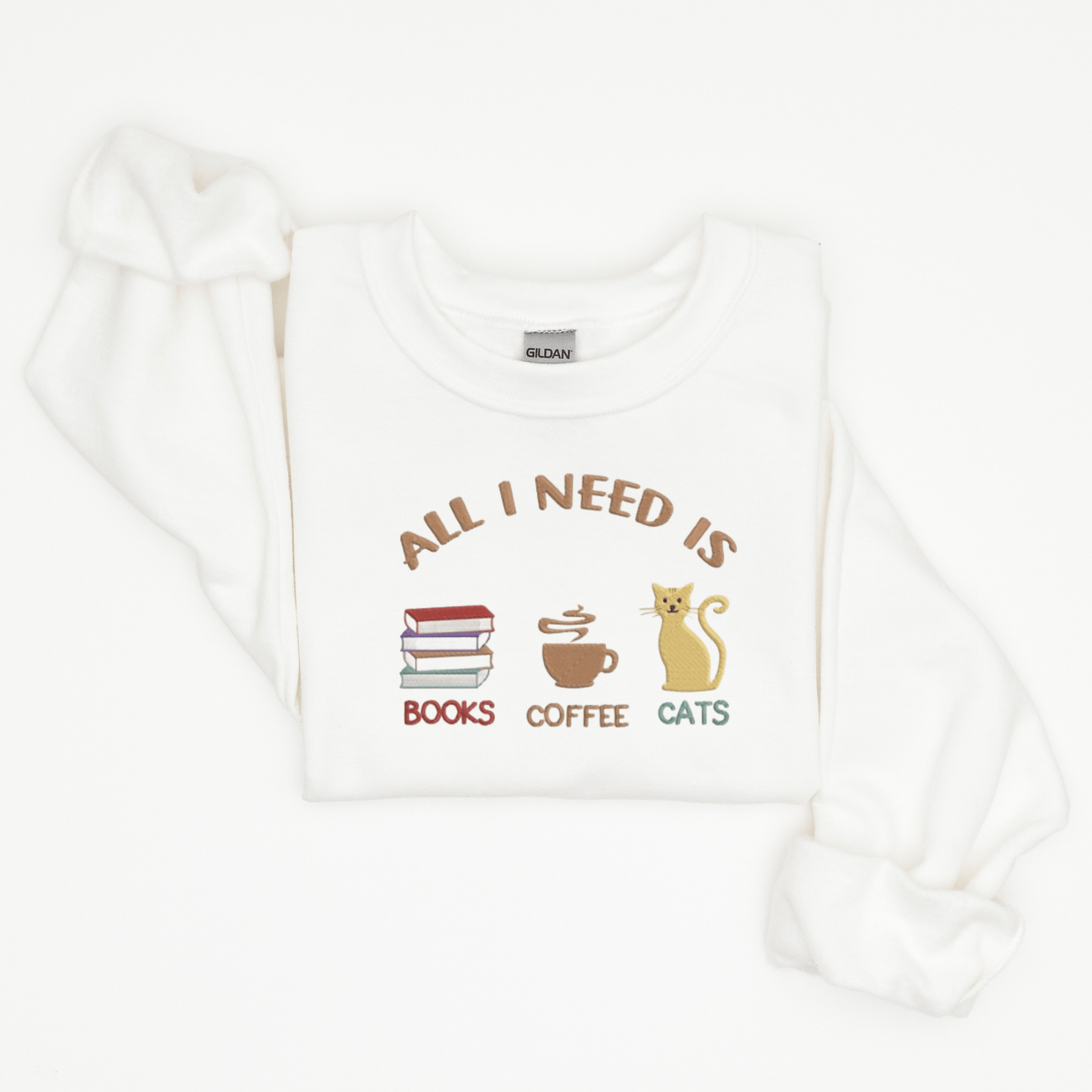 Sweatshirts for Book, Coffee, and Cat Lovers, The Ultimate Cozy Collection Embroidered Sweatshirt