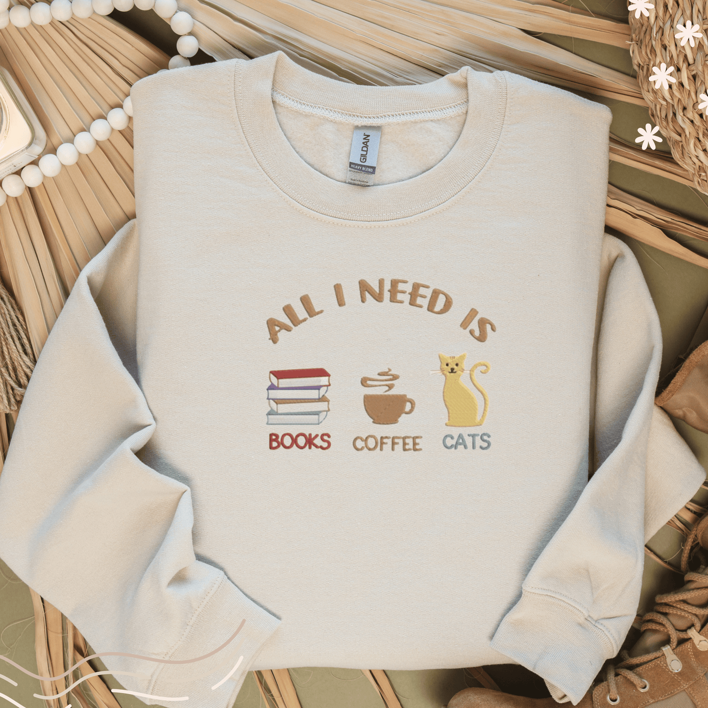 Sweatshirts for Book, Coffee, and Cat Lovers, The Ultimate Cozy Collection Embroidered Sweatshirt